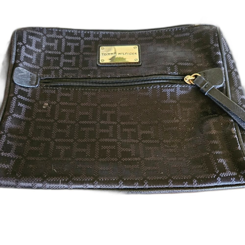 Tommy Hilfiger Small Makeup Bag Black Monogram‎ Cosmetic Organizer Travel Pouch